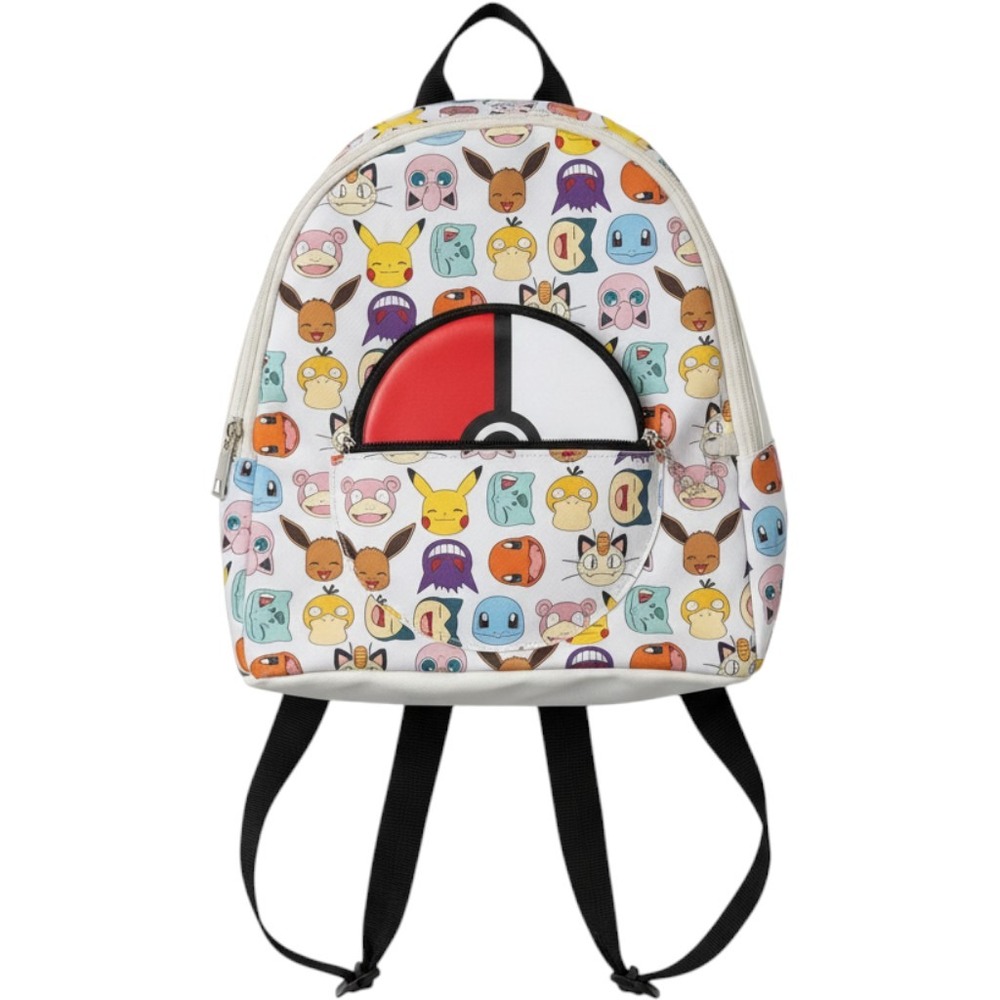 Pokemon Mini Backpack Kids Small White All Over Print Pokeball Coin Purse 2555
